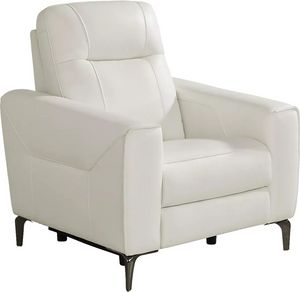 Parkside Heights White Leather Dual Power Recliner