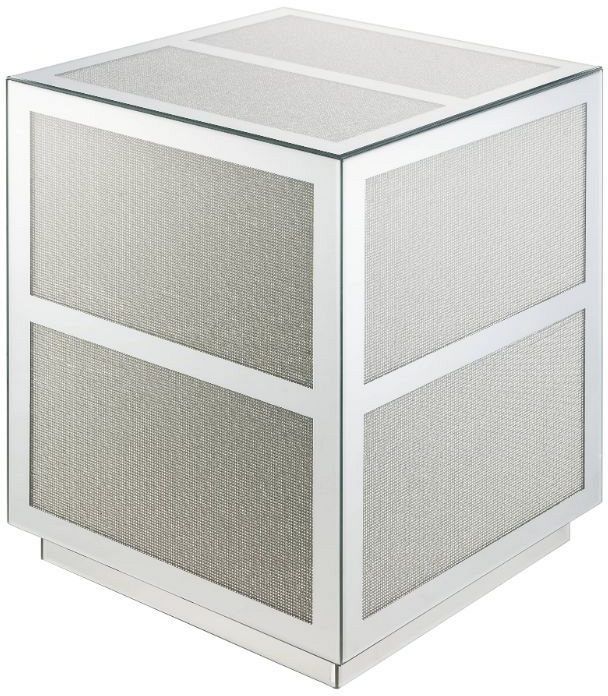 ACME Furniture Lavina Mirrored End Table with Faux Diamond Accents