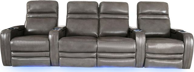 RowOne Cortés Home Entertainment Seating Gray 4-Chair Row with Loveseat