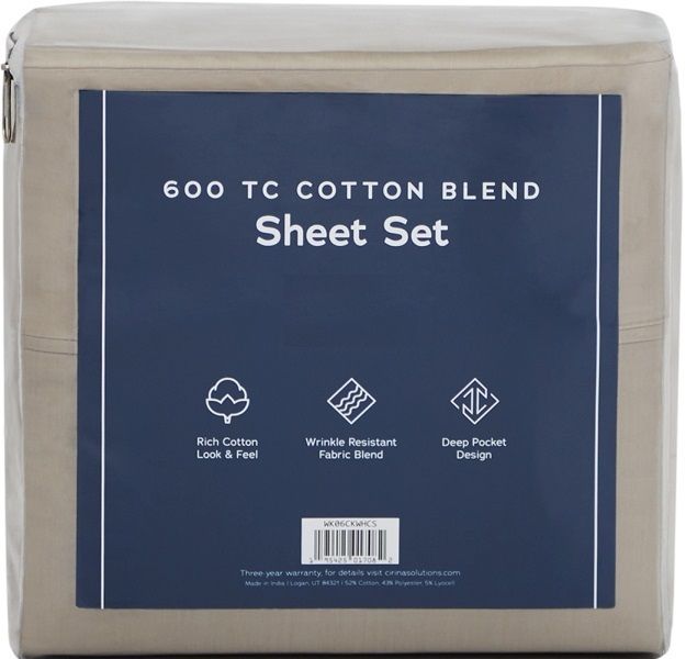 Weekender 600 Thread Count Cotton-Blend Sheet Set Sandstone / Split King