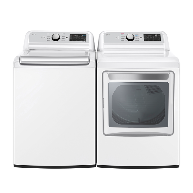 LG Smart 5.5 cu.ft. Top Load Washer and Gas Dryer pair with EasyLoad door and Sensor Dry