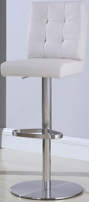 Chintaly Imports White Tufted Back Adjustable Height Stool