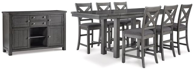 Signature Design by Ashley® Myshanna 8-Piece Gray Counter Height Dining Room Set