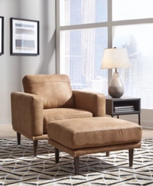Signature Design by Ashley® Arroyo 2-Piece Caramel Chair and Ottoman Set-3