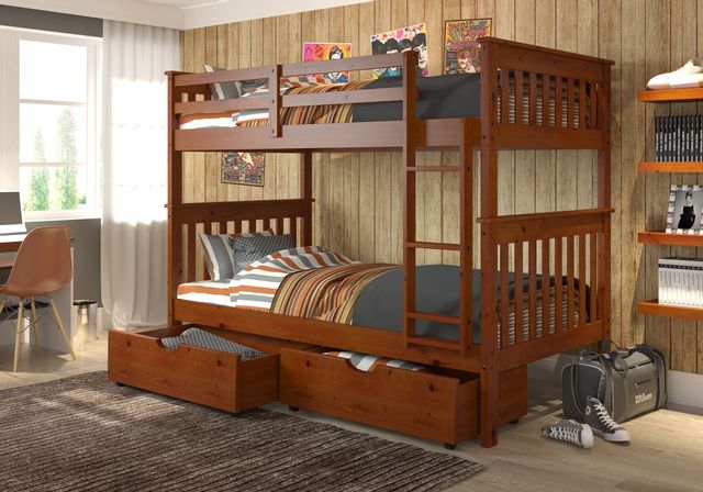 Donco Trading Company Mission Twin/Twin Bunkbed with Under Bed Drawers-0