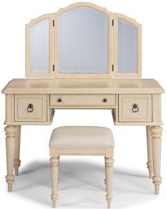 homestyles® Provence Antiqued White Vanity and Bench