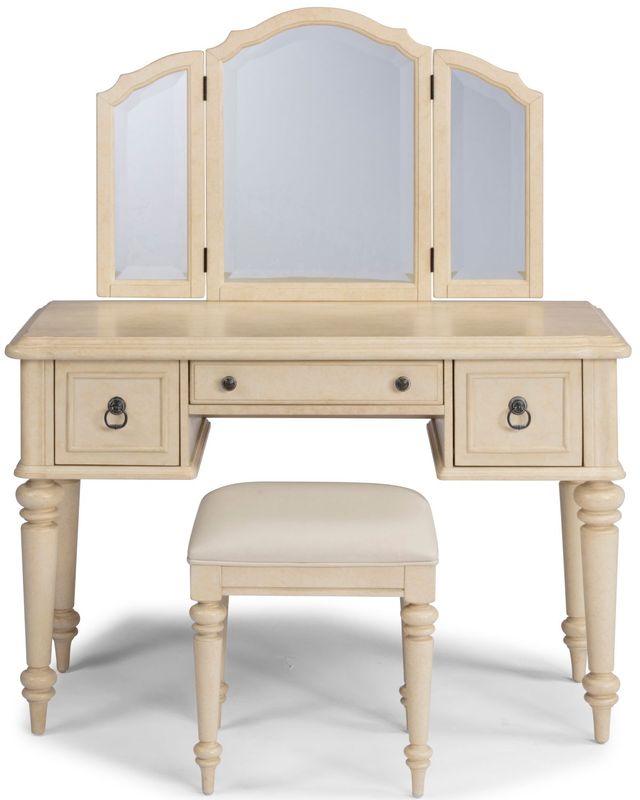 homestyles® Chambre Antiqued White Vanity & Bench-0