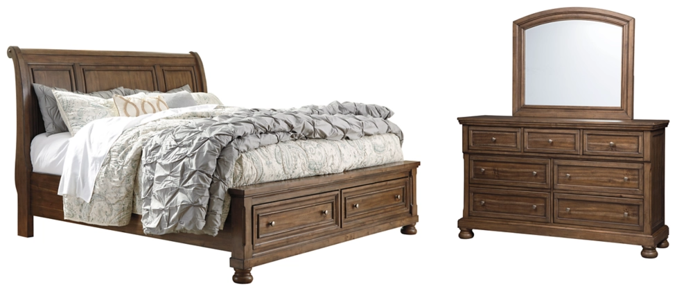 Signature Design by Ashley® Flynnter 3-Piece Medium Brown California King Sleigh Bed Set