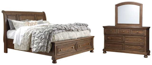 Signature Design by Ashley® Flynnter 3-Piece Medium Brown California King Sleigh Bed Set-0