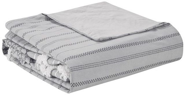 Olliix by INK+IVY Gray Full/Queen Imani Cotton Duvet Cover Mini Set-2