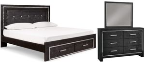 Signature Design by Ashley® Kaydell 3-Piece Black King Storage Panel Bed Set