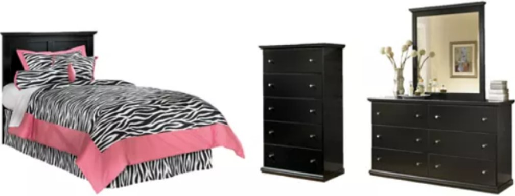 Signature Design By Ashley® Maribel 4-Piece Black Twin Panel Headboard ...