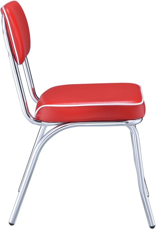 Coaster® Set of 2 Retro Red And Chrome Open Back Side Chairs-2