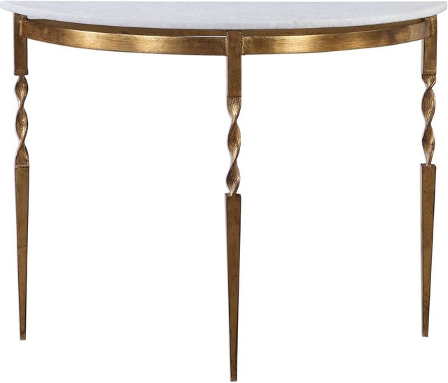 Uttermost® Imelda White Marble Top Console Table with Antiqued Gold Base-0