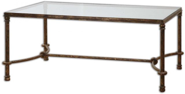 Uttermost® Warring Glass Top Coffee Table with Rustic Bronze Frame-0