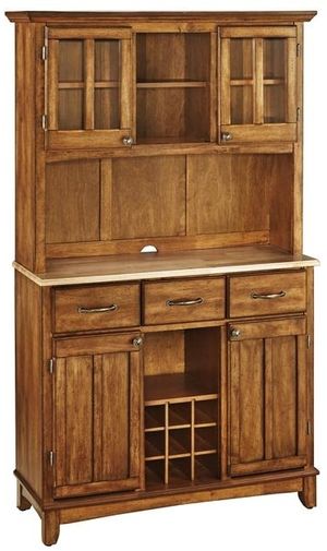 homestyles® Buffet Of Buffets Cottage Oak/Natural Wood Server with Hutch