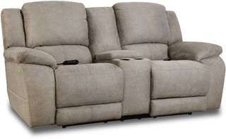 HomeStretch Nickel Power Reclining Loveseat with Console