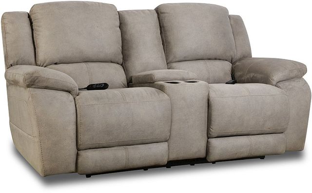 HomeStretch Nickel Power Reclining Loveseat with Console-0