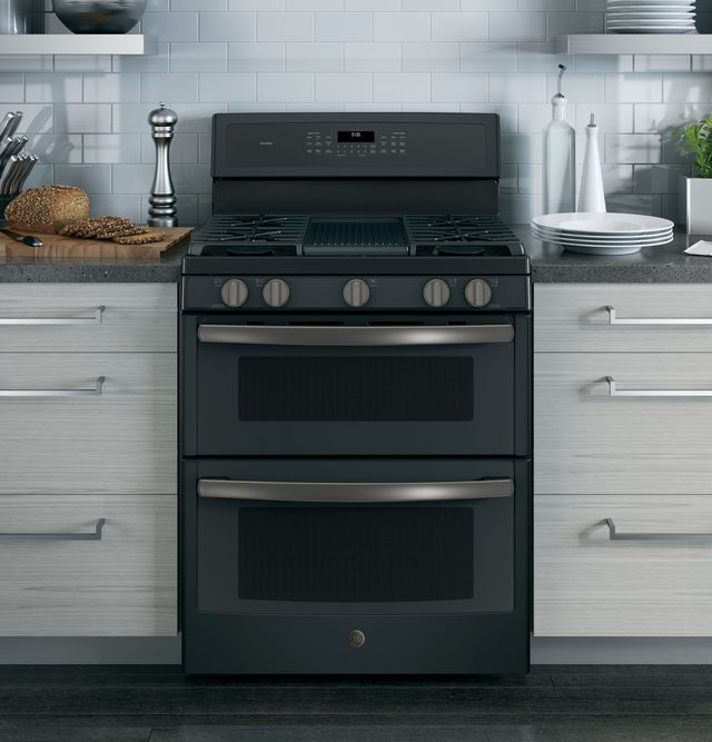 GE Profile™ 30" Black Slate Free Standing Gas Double Oven Convection Range 8