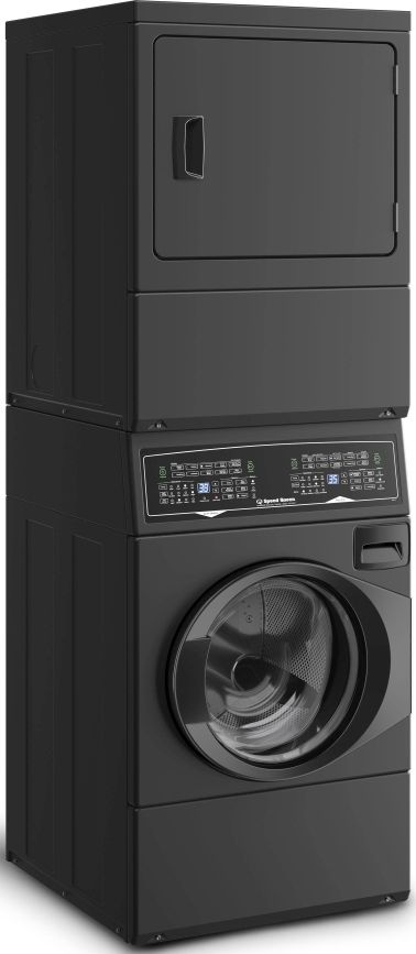Speed Queen® SF7 3.5 Washer, 7.0 Cu. Ft Gas Dryer Matte Black Stack Laundry-1