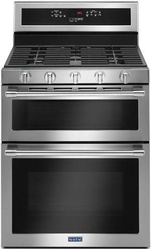 Maytag® 30" Fingerprint Resistant Stainless Steel Freestanding Double Oven Gas Range