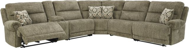 Signature Design by Ashley® Lubec 6-Piece Taupe Power Reclining Sectional with Armless Chairs-1