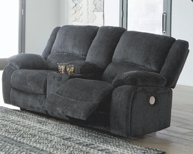 Signature Design by Ashley® Draycoll Slate Double Power Reclining Loveseat with Console 2