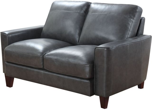 Leather Italia USA™ Georgetowne Chino Grey All Leather Loveseat-1
