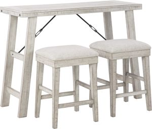 Signature Design by Ashley® Carynhurst 3-Piece Whitewash Counter Height Dining Table Set