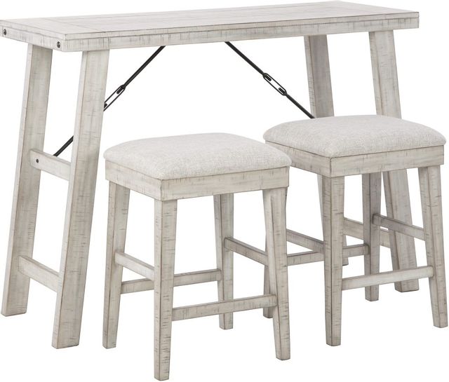 Signature Design by Ashley® Carynhurst 3-Piece Whitewash Counter Height Dining Table Set 0