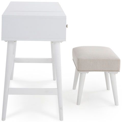 Signature Design by Ashley® Thadamere White Vanity with Stool 2