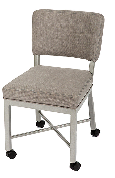 Wesley Allen Miami Silver Palladium/Loft Grey Fabric Dining Chair/Casters