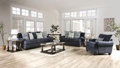 Furniture of America® Hadleigh Navy 2-Piece Sofa and Loveseat Set