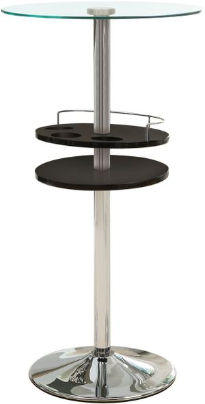 Coaster® Black/Chrome Glass Top Bar Table with Wine Storage