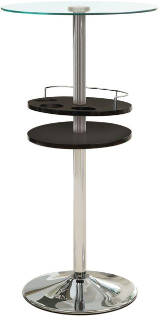 Coaster® Black And Chrome Glass Top Bar Table With Wine Storage