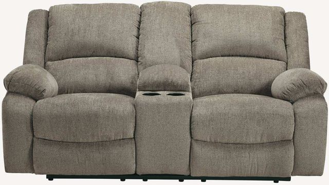 Signature Design by Ashley® Draycoll Pewter Double Reclining Loveseat with Console-0