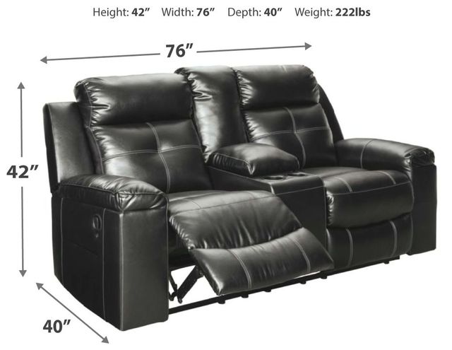 Signature Design by Ashley® Kempten Black Double Reclining Loveseat with Console-2