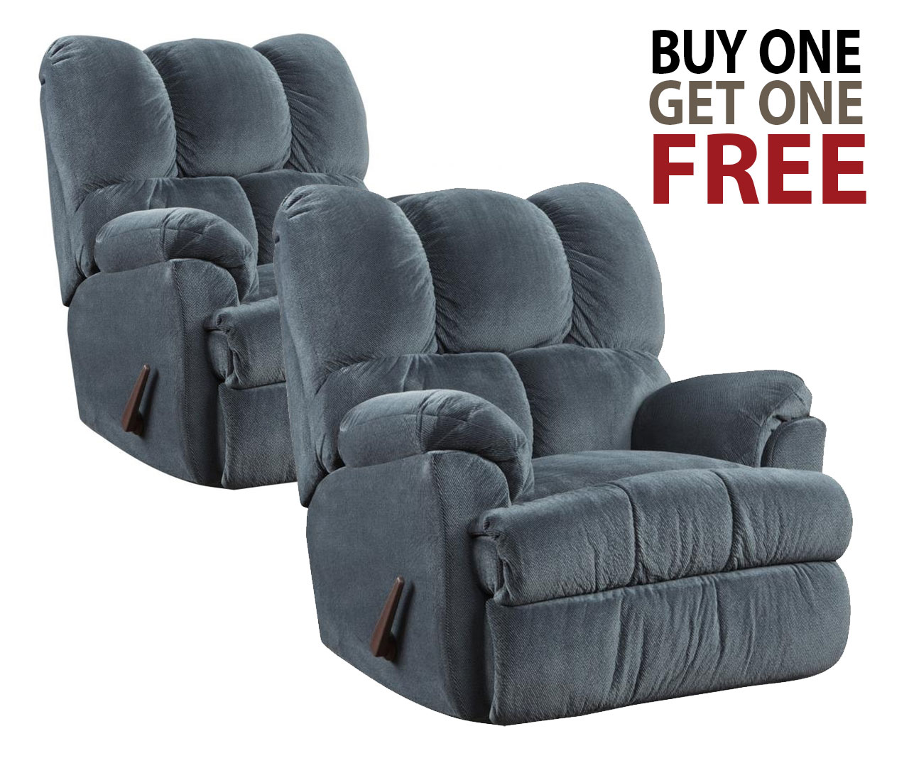 Affordable Furniture Aurora Blue Recliner - BOGO Free Recliner Set