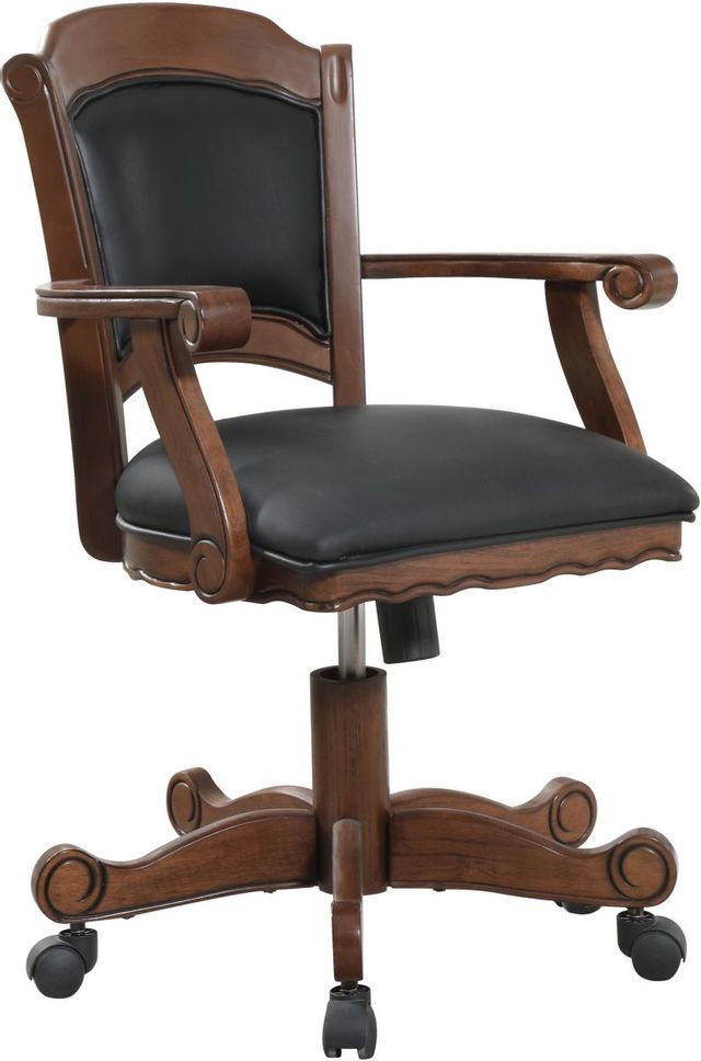 Coaster® Turk Black And Tobacco Game Chair With Casters-0