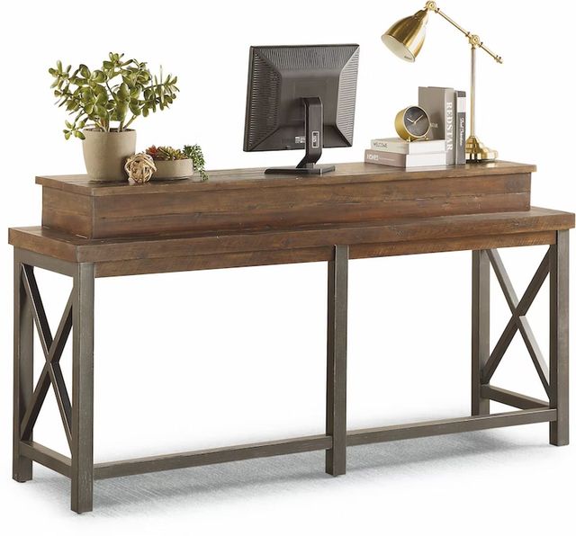 Flexsteel® Carpenter Rustic Brown Work Console with 2 Stools-2