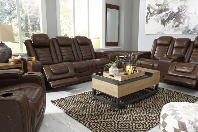Signature Design by Ashley® Backtrack Chocolate Power Reclining Sofa with Adjustable Headrest 11