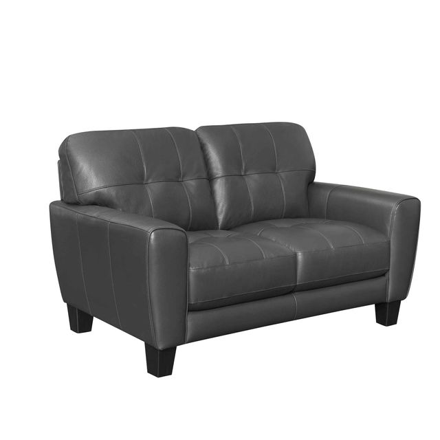 Sumter Gray Leather Loveseat 1