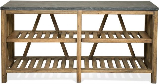 Riverside Furniture Weatherford Bluestone Sofa Table with Reclaimed Natural Pine Base
