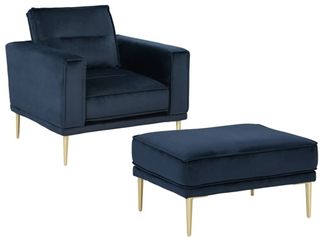Signature Design by Ashley® Macleary 2-Piece Navy Chair and Ottoman Set