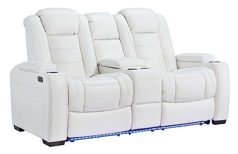 Signature Design by Ashley® Party Time White Power Reclining Loveseat 3