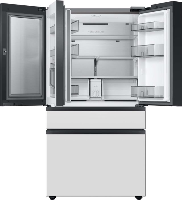 Samsung Bespoke 29 Cu. Ft. Morning Blue/White Glass French Door Refrigerator with Beverage Center™ 3