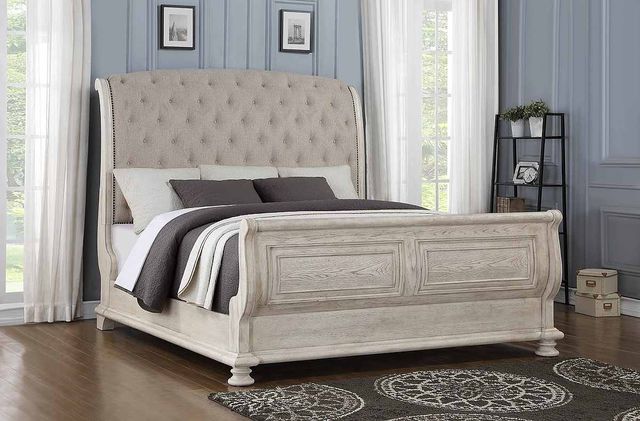 Avalon Furniture Barton Creek Off White Queen Upholstered Sleigh Bed-1