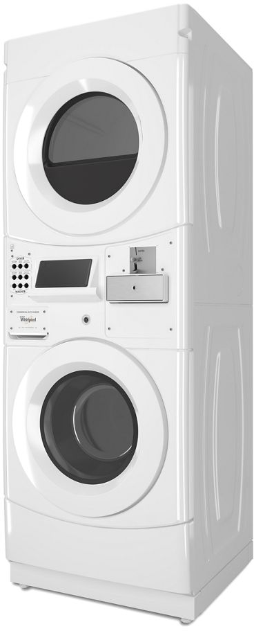 Whirlpool® Commercial 3.1 Cu. Ft. Washer, 6.7 Cu. Ft. Dryer White Stack ...