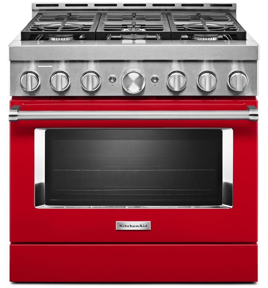 KitchenAid® 36" Passion Red Smart Commercial-Style Gas Range