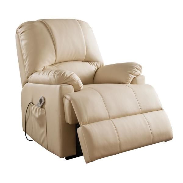 ACME Furniture Ixora Beige Power Recliner with Lift and Massage | Prime ...